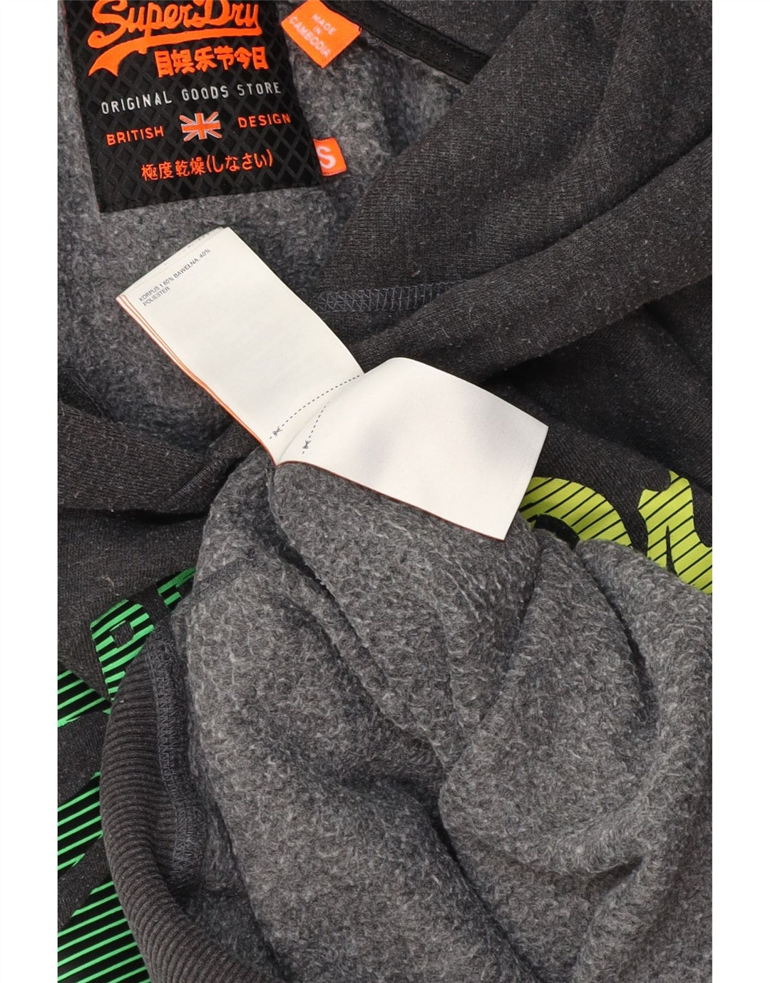 Superdry Grafisk hættetrøje til mænd, lille grå bomuld