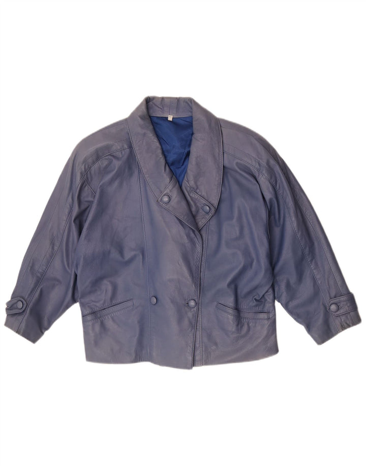 Vintage oversized læderjakke til kvinder EU 40 Medium Blue