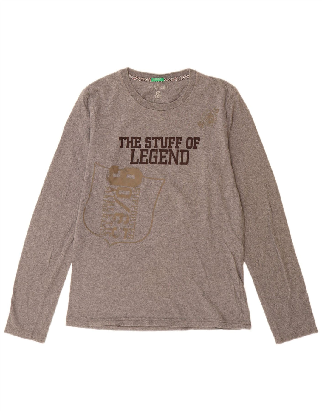 Benetton Boys Grafisk Top Langærmet 15-16 år Medium Grey Flecked