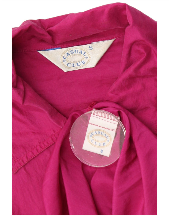 Vintage Dame Oversized Shirt Bluse UK 10 Small Pink Silk