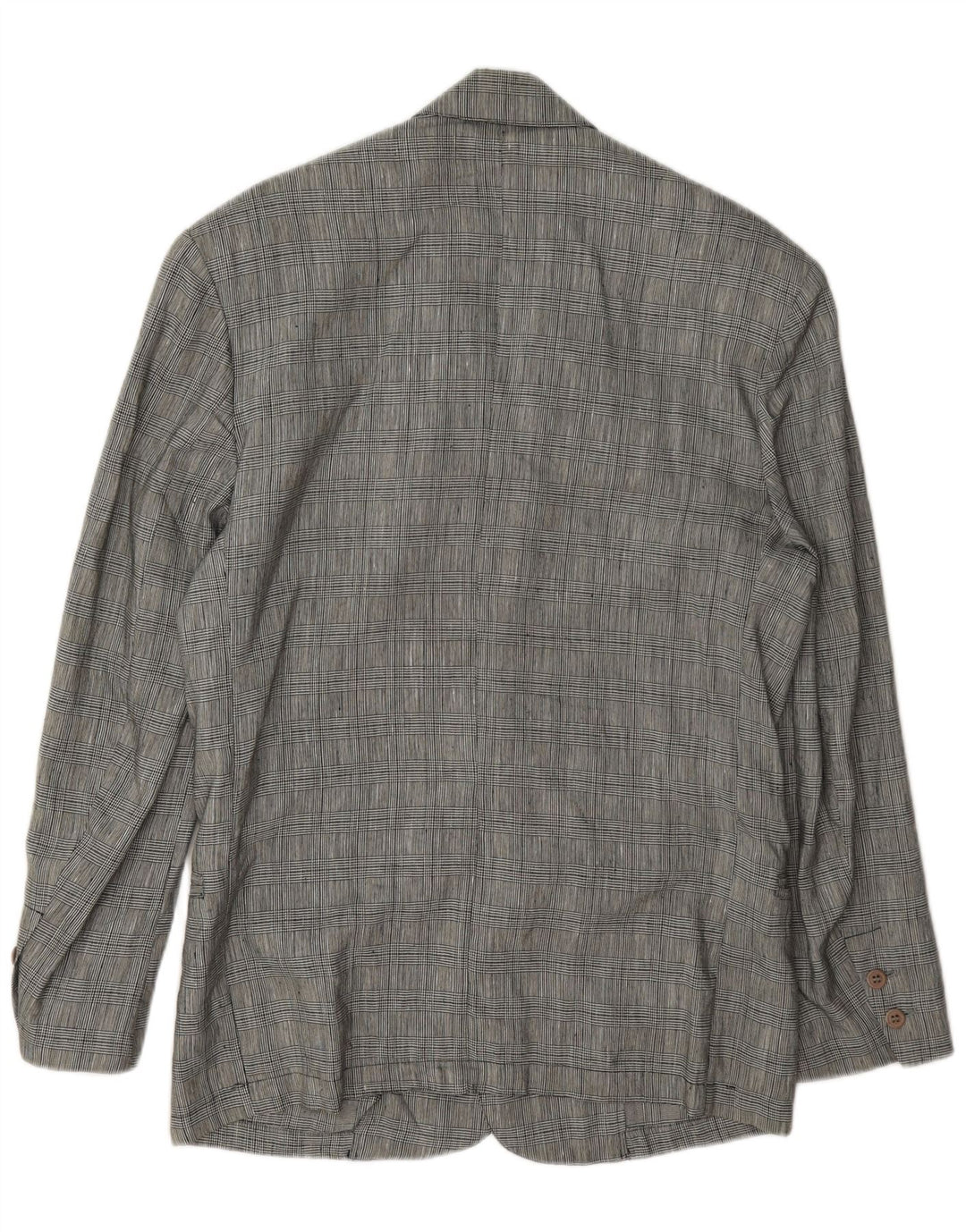 Vintage blazerjakke til mænd med 2 knapper UK 36 Small Grey Houndstooth Linen