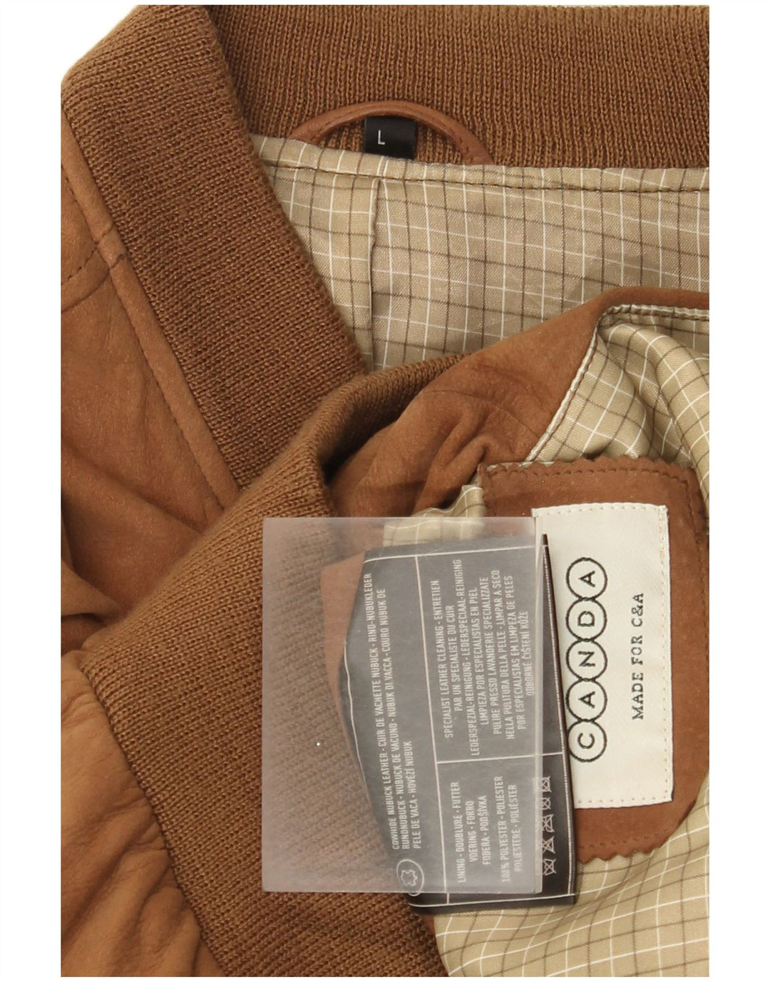 Canda Herre Ruskind Bomber Jacket UK 40 Stor Brun Læder