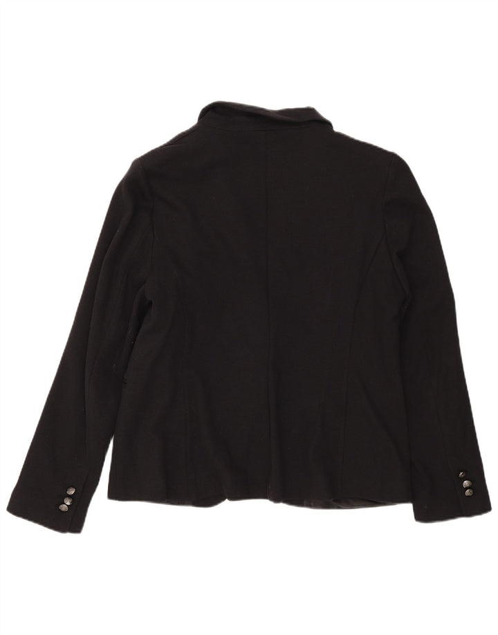 Marks & Spencer Dame 1 Knap Blazer Jakke UK 16 Stor Sort Bomuld