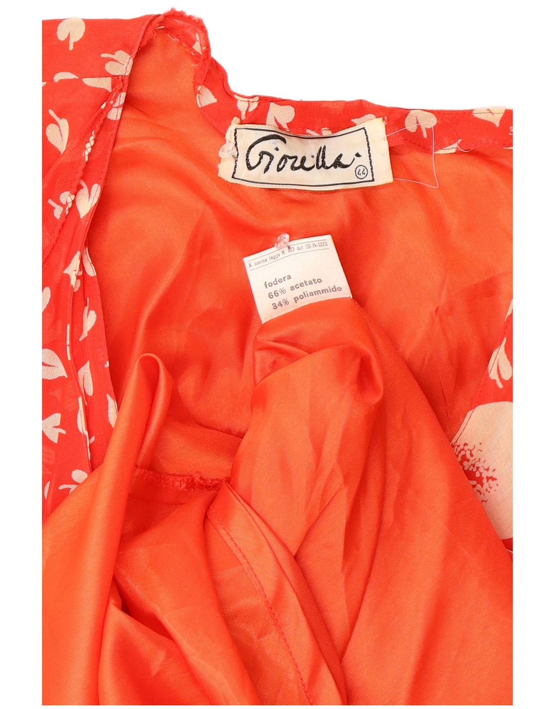 Vintage Dame Flæse Front A-Line Kjole ITB 44 Medium Red Floral Retro