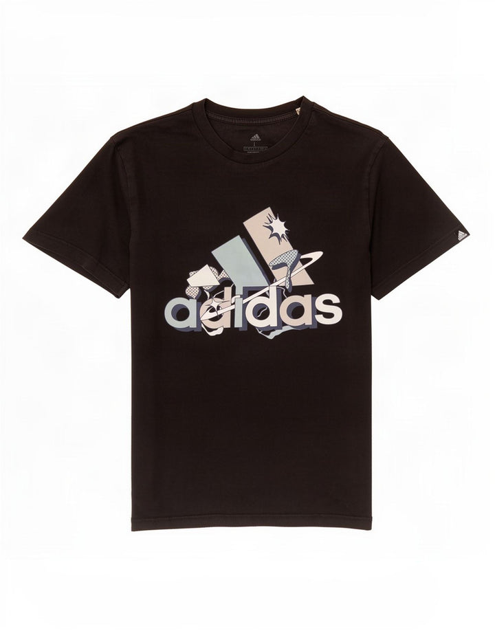 Adidas Grafisk T-shirt top til mænd, stor sort bomuld