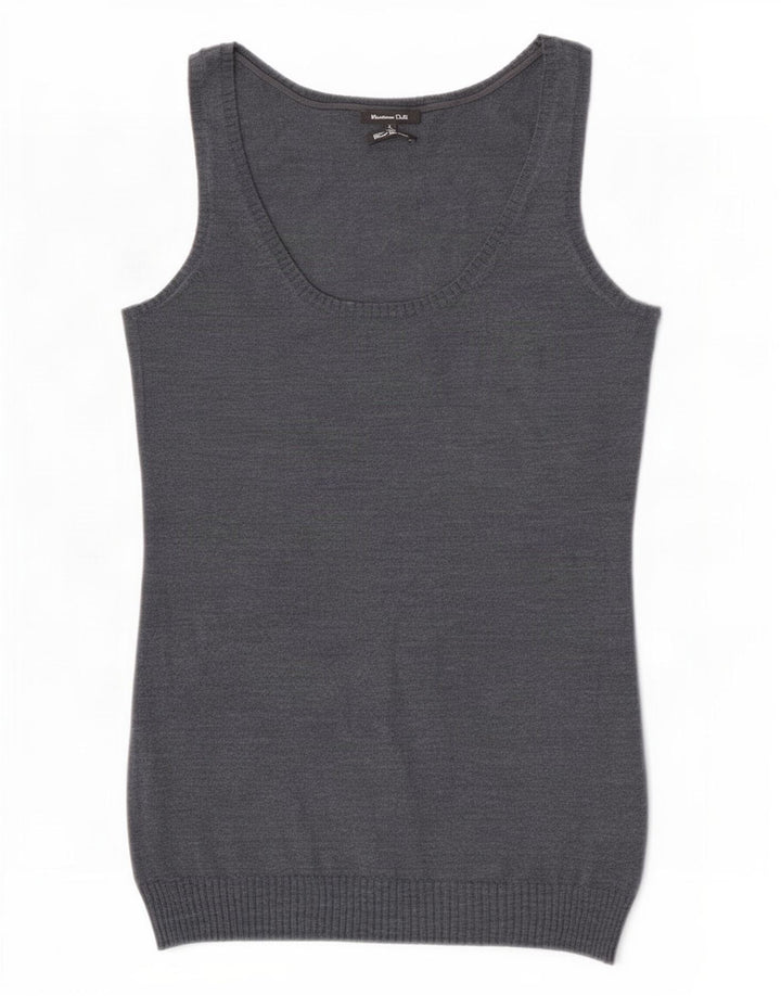 Massimo Dutti Dame Vest Tank Top UK 14 Stor Grå Uld