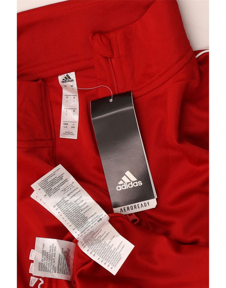 Adidas Herre Aeroready Zip Neck Pullover Træningsdragt Top Stor Rød Polyester
