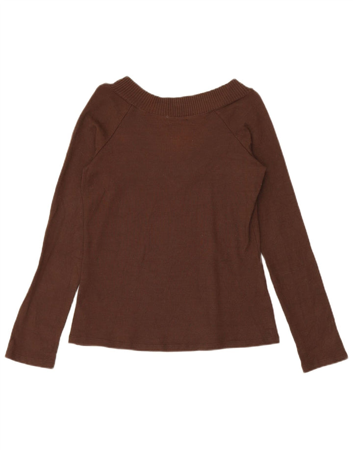 Zara Dame Top Langærmet UK 14 Stor Brun Viscose