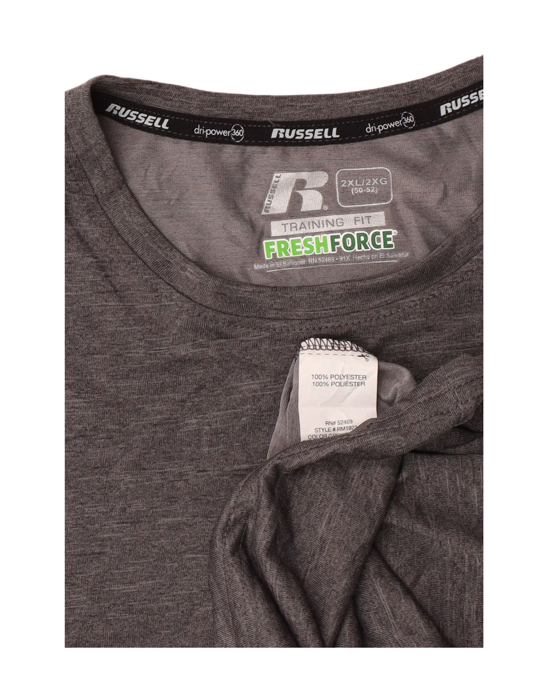Russell Athletic Herre T-Shirt Top 2XL Grå Polyester Sports