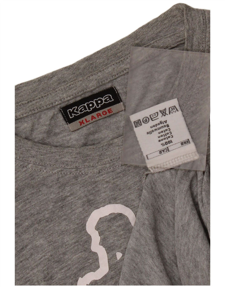 Kappa Herre Grafisk T-Shirt Top XL Grå Bomuld