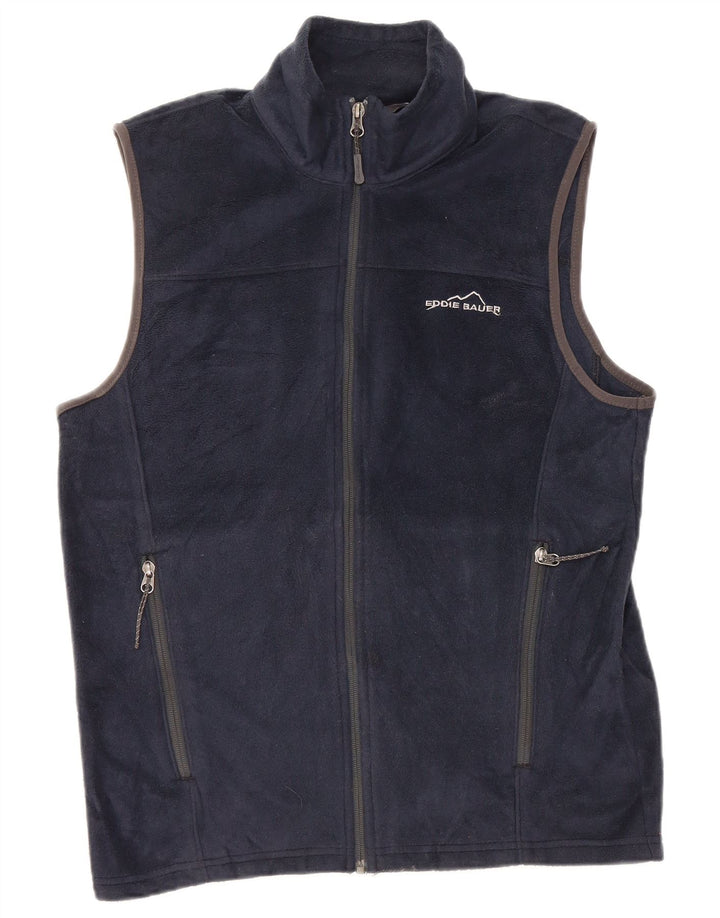 EDDIE BAUER Herre Fleece Gilet UK 36 Small Navy Blue Polyester