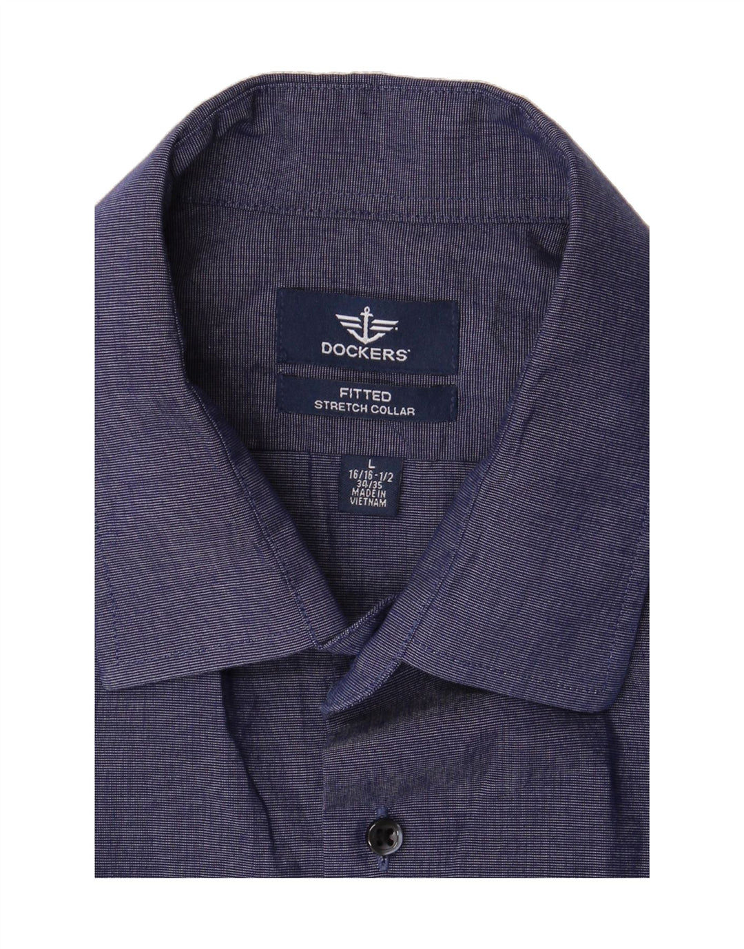 DOCKERS Mens Shirt Size 16 1/2 Large Navy Blue Cotton Vintage Dockers and Second-Hand Dockers from Messina Hembry 