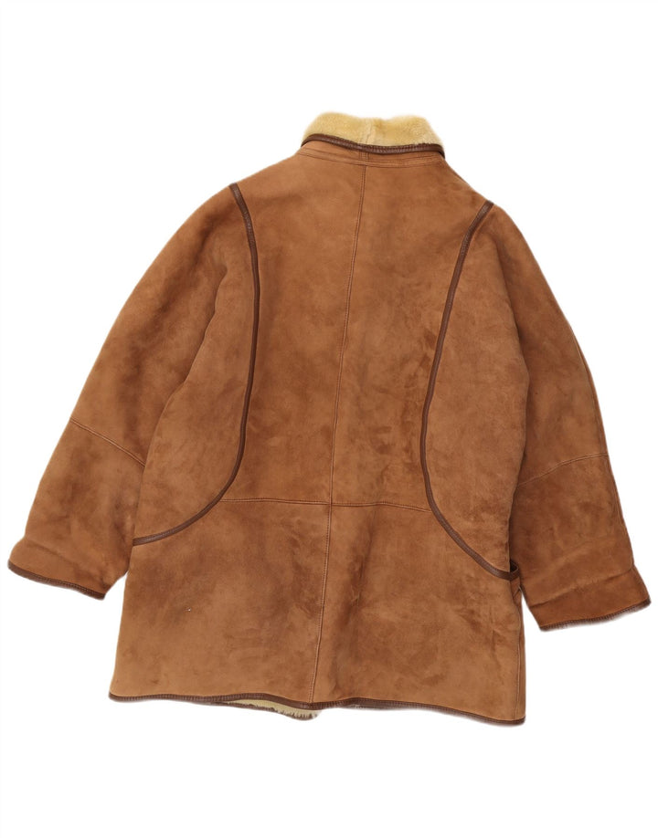 Vintage Dame Oversized Shearling Coat IT 48 XL Brun Shearling