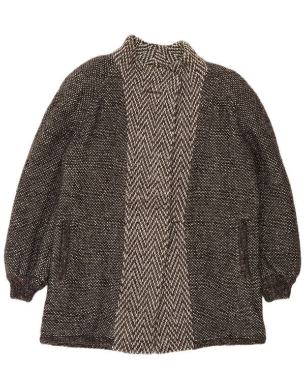 Vintage Womens Overcoat UK 16 Large Grey Herringbone
