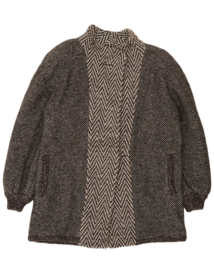 Vintage Dame Overfrakke UK 16 Large Grey Herringbone
