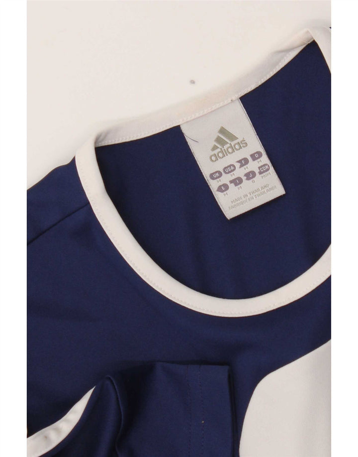 Adidas Herre Climalite T-Shirt Top Medium Navy Blue Colourblock