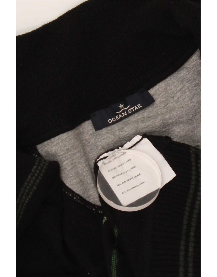 Ocean Star Herre cardigan sweater Medium sort stribet uld