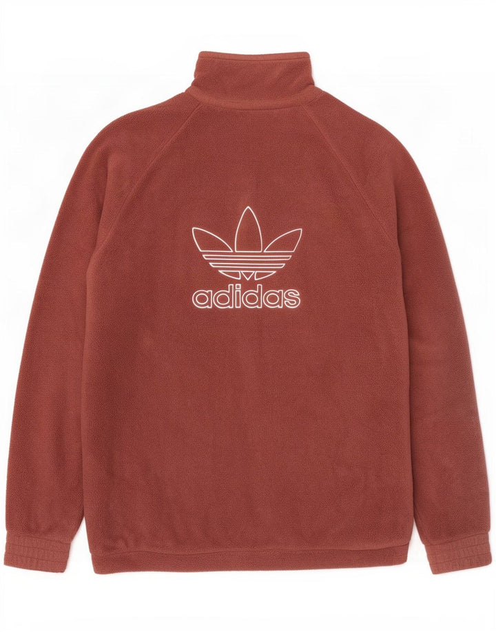 Adidas Herre grafisk fleecetrøje med lynlåshals lille brun polyester