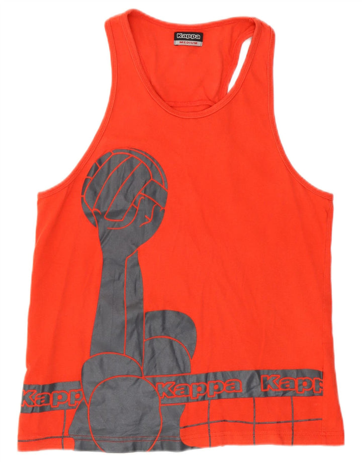 Kappa Dame Grafisk Vest Top UK 12 Medium Rød Bomuld