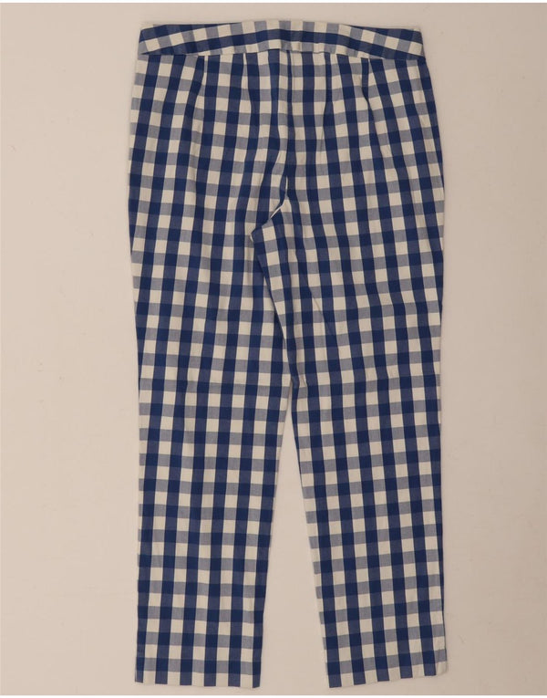 Boden Dame Cropped Trousers UK 10 Small W30 L24 Blue Gingham Cotton