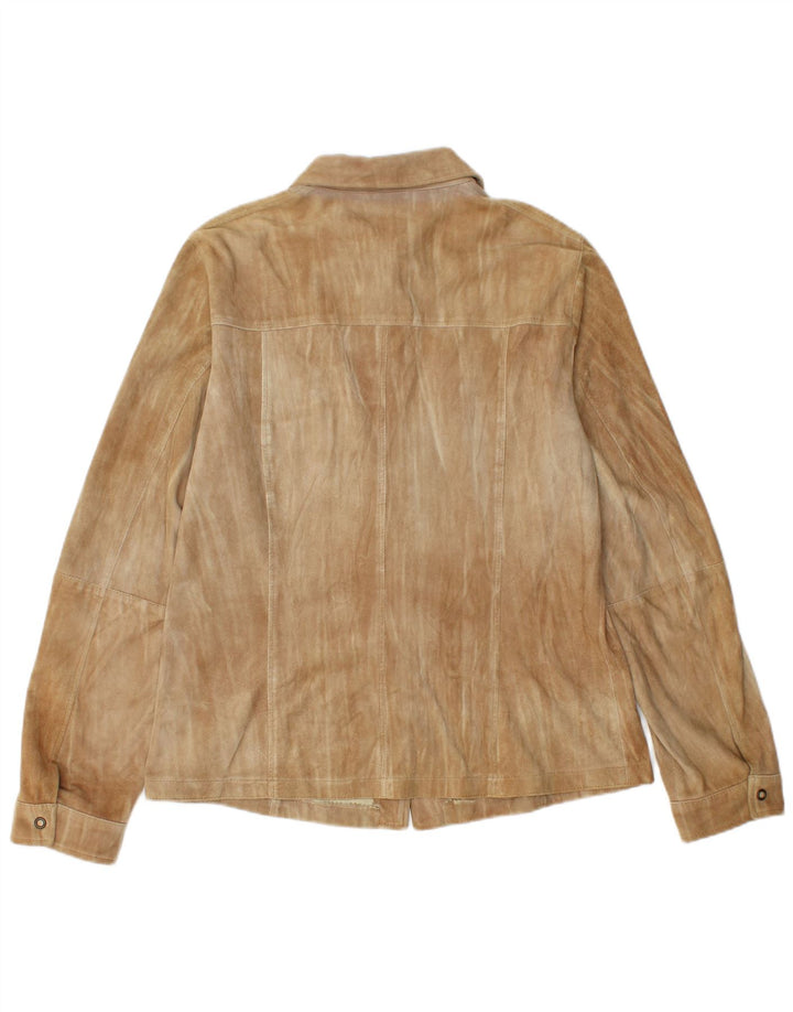 Marella ruskindsskjorte til kvinder UK 16 Stor brunt læder