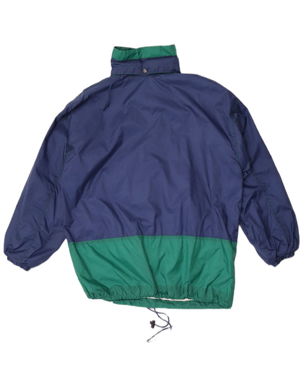 Marcel Clair Mens Loose Fit Hooded Rain Jacket EU 46 Small Blue Colourblock