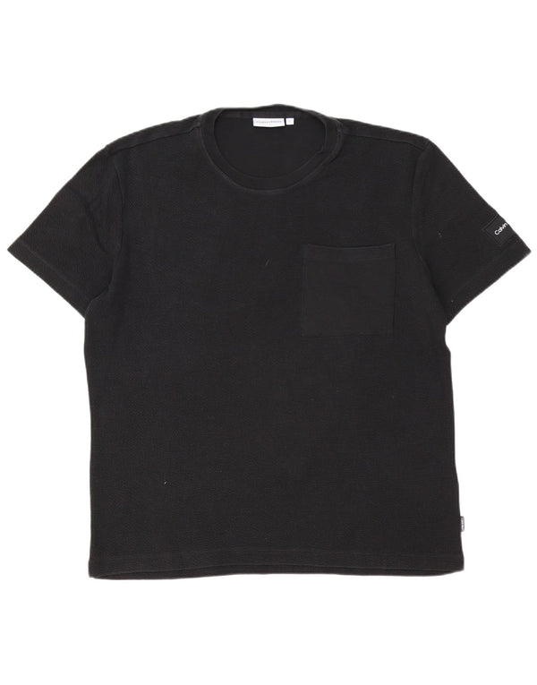 Calvin Klein Herre T-Shirt Top Stor Sort Bomuld