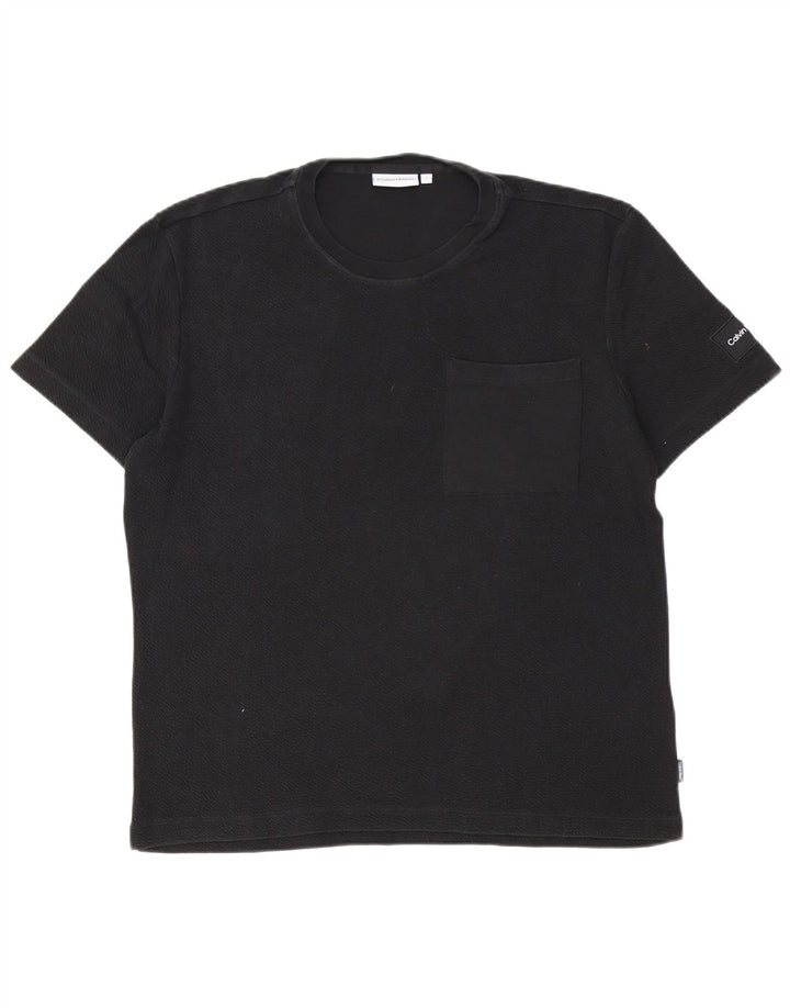 Calvin Klein Herre T-Shirt Top Stor Sort Bomuld
