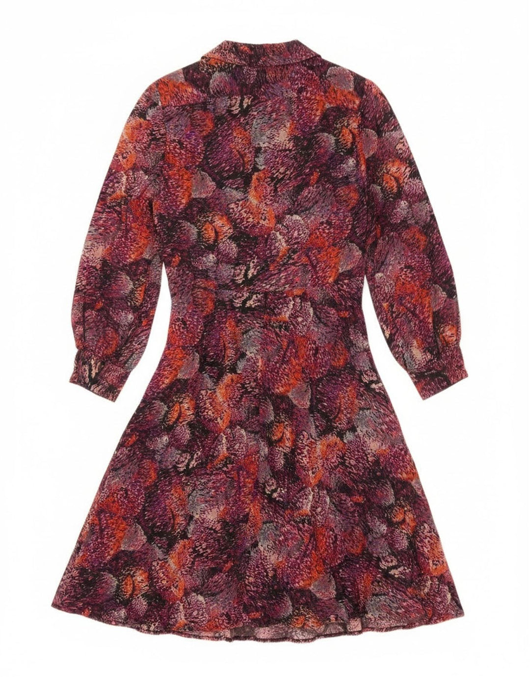 Vintage kvinders abstrakt mønster skjortekjole EU 40 Medium Burgundy