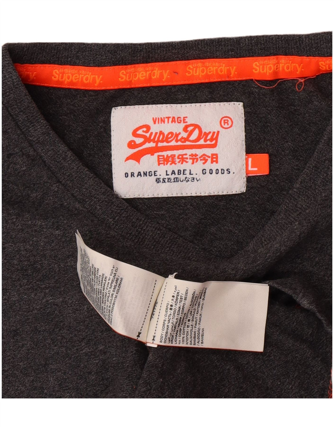 Superdry T-shirt top til mænd, stor grå flækket bomuld