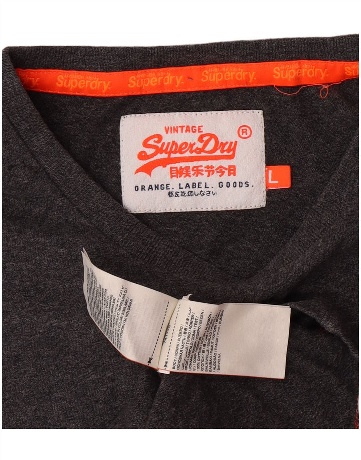 Superdry T-shirt top til mænd, stor grå flækket bomuld
