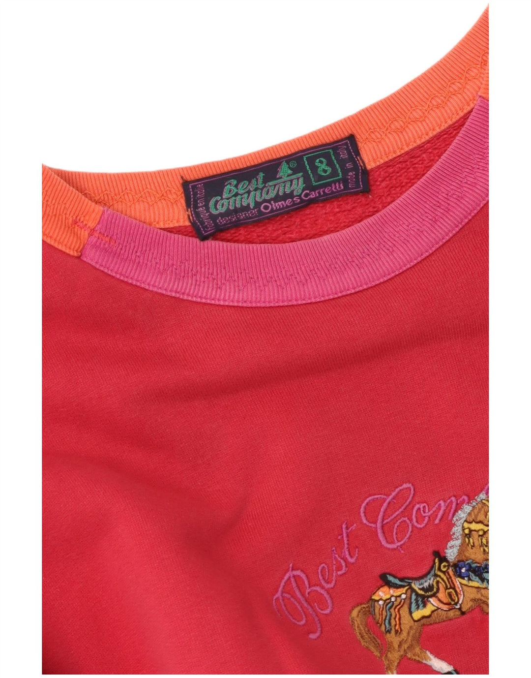 BEDSTE FIRMA Dame Oversized Grafisk Sweatshirt Jumper UK 8 Lille Rød