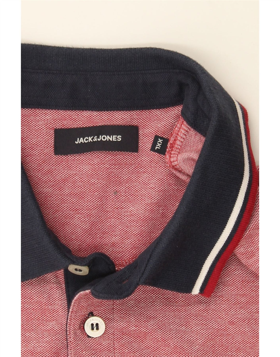JACK & JONES Mens Polo Shirt 2XL Red Cotton Vintage Jack & Jones and Second-Hand Jack & Jones from Messina Hembry 