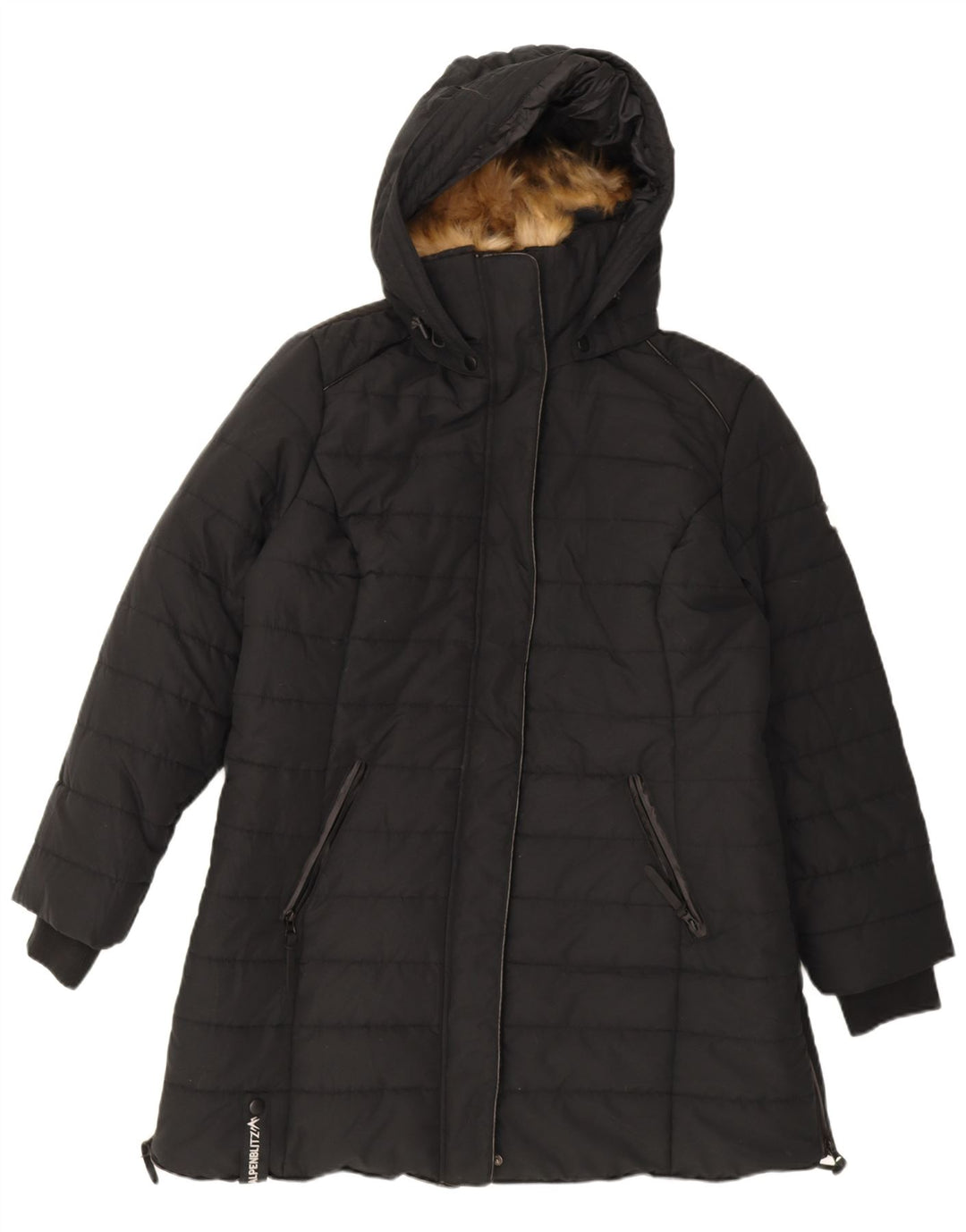 Alpenblitz Dame Hætte Polstret Frakke UK 22 2XL Sort Polyester
