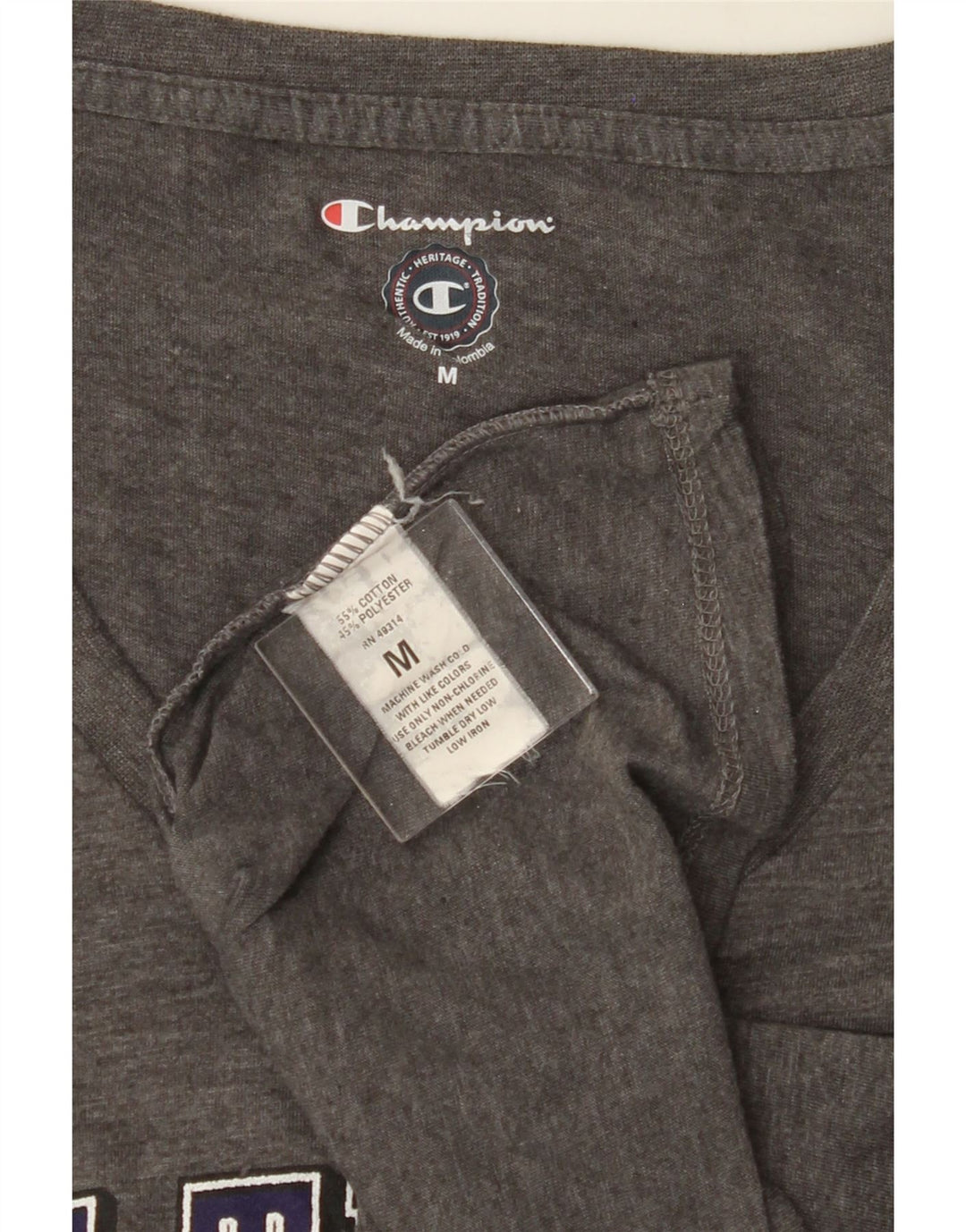CHAMPION Womens Graphic T-Shirt Top UK 12 Medium Grey Cotton Vintage Champion and Second-Hand Champion from Messina Hembry 