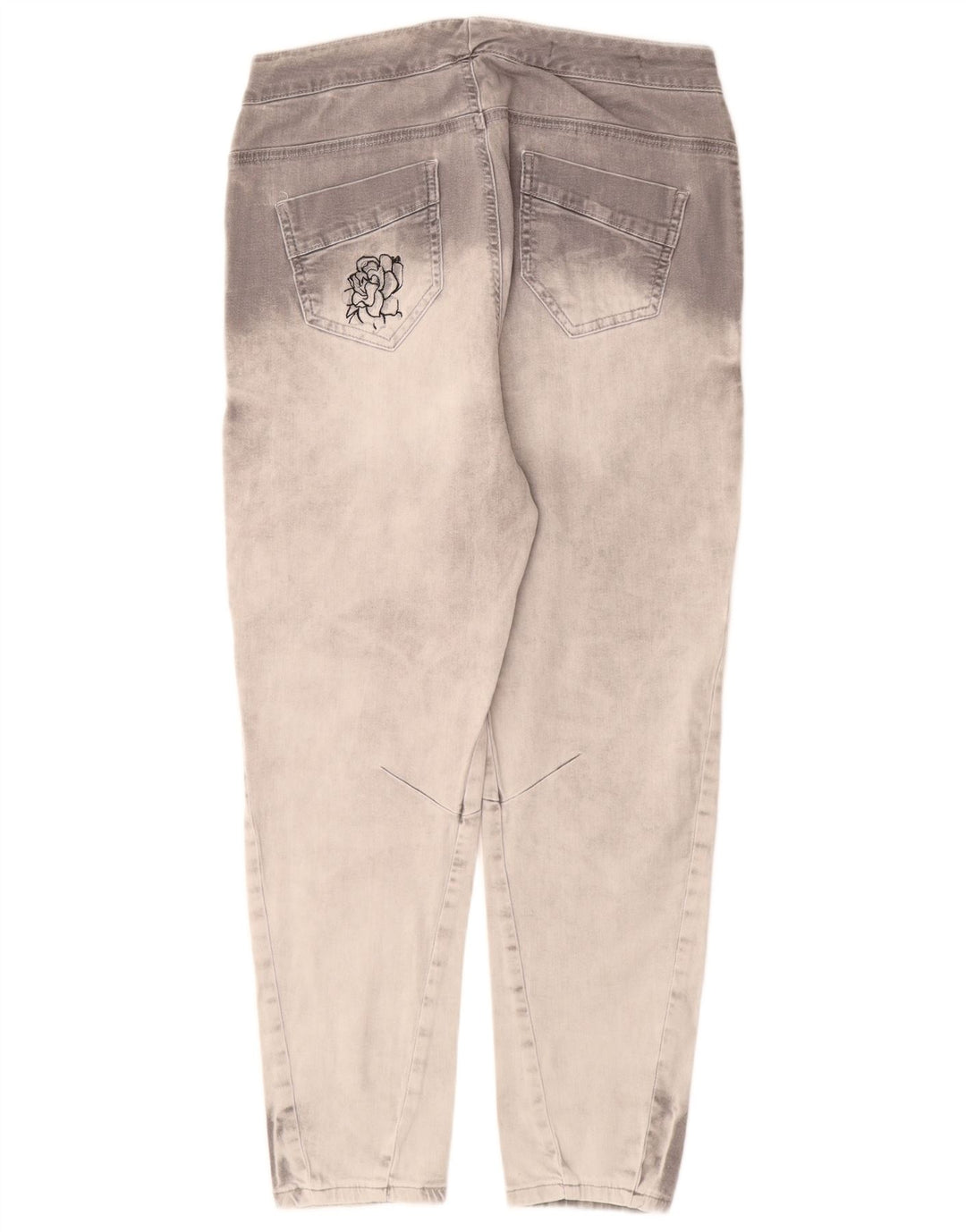 DESIGUAL Dame Crop Slim Jeans Large W34 L26 Grå Tie Dye Bomuld