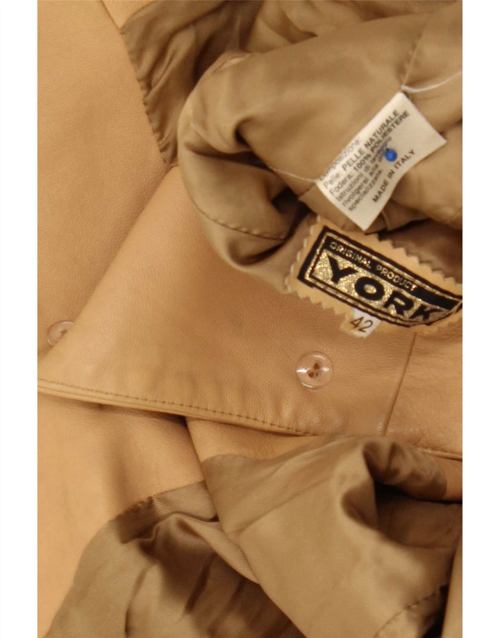 York Dame Læderjakke IT 42 Medium Beige