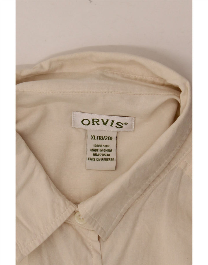 ORVIS Oversized skjorte til kvinder UK 18/20 XL Off White Silke