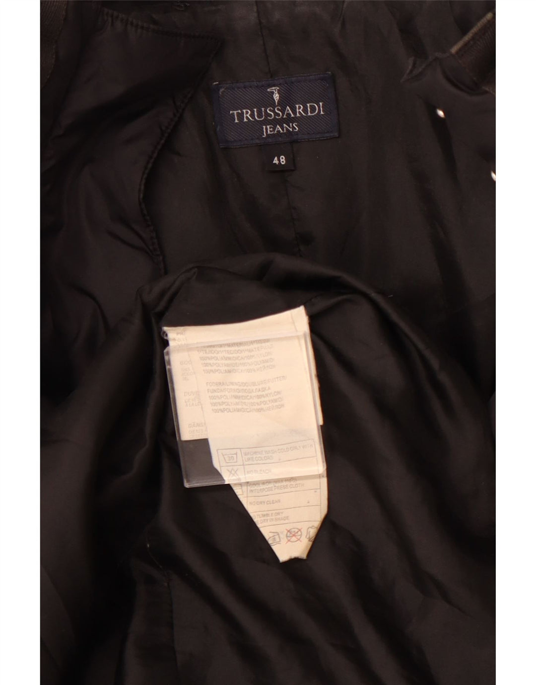 TRUSSARDI JEANS Polstret frakke til kvinder IT 48 XL Sort polyamid