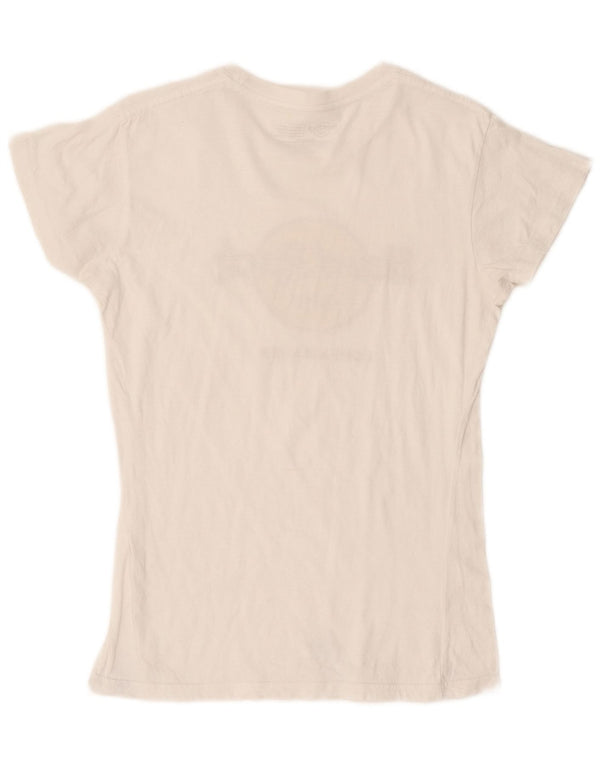 Hard Rock Cafe Dame Copenhagen Grafisk T-Shirt Top UK 14 Medium White
