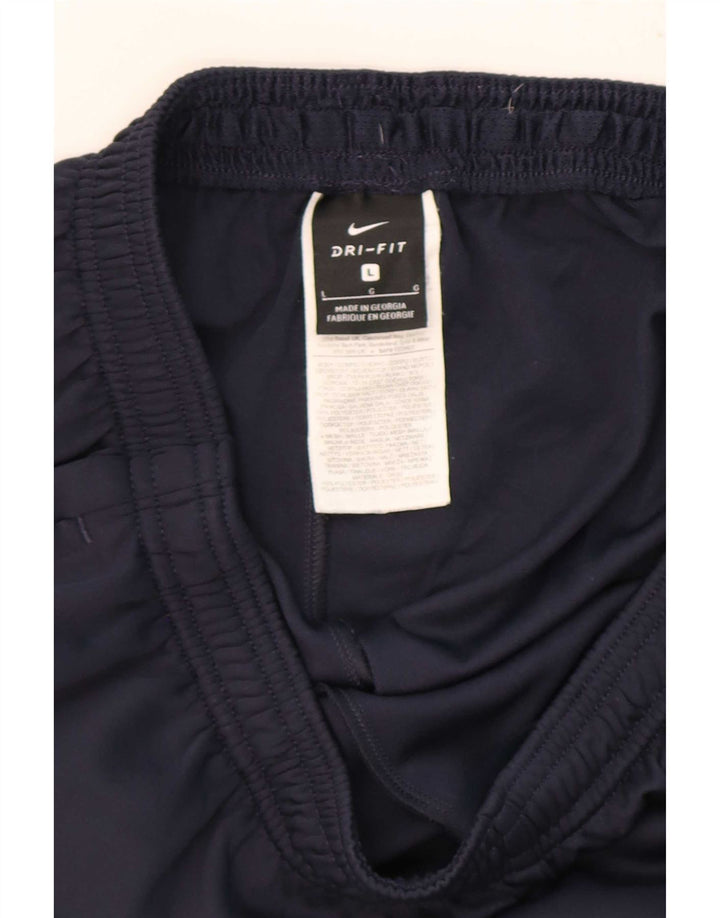 Nike Herre Dri Fit træningsdragt Bukser Large Navy Blue Colourblock Polyester