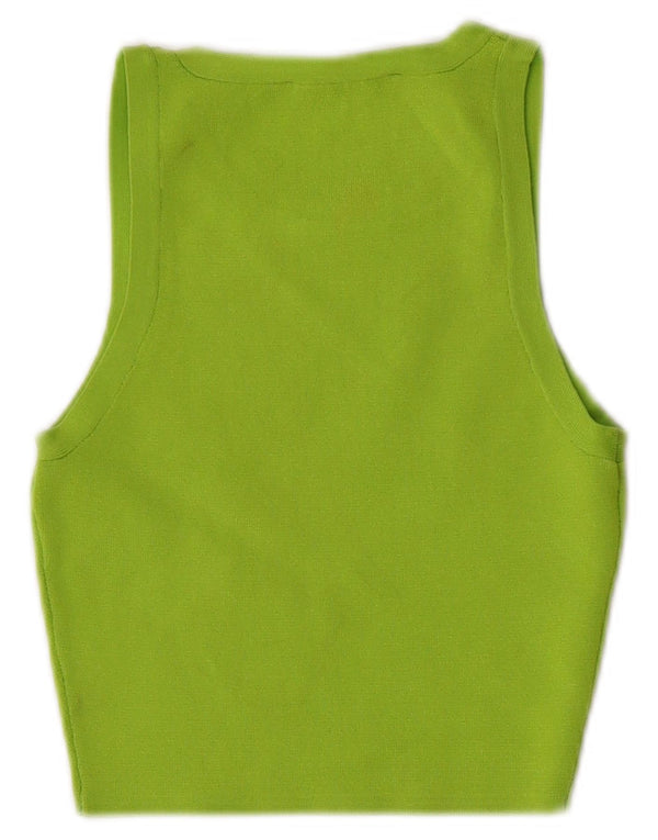 Zara Womens Crop Vest Top UK 4 XS Grøn viskose