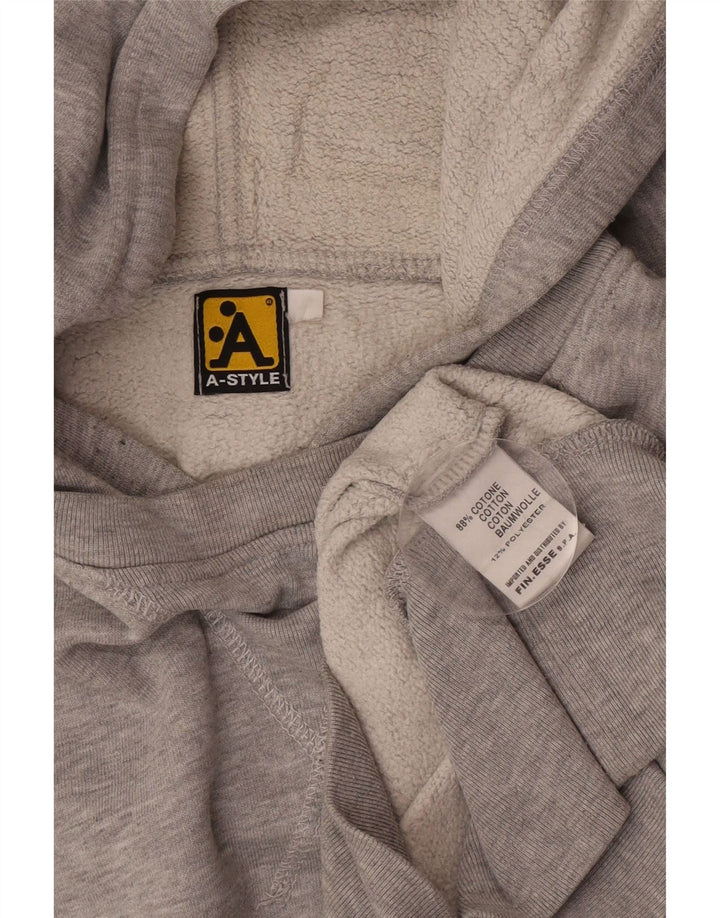 A-Style Herre grafisk hættetrøje Jumper Medium Grey Flecked Bomuld