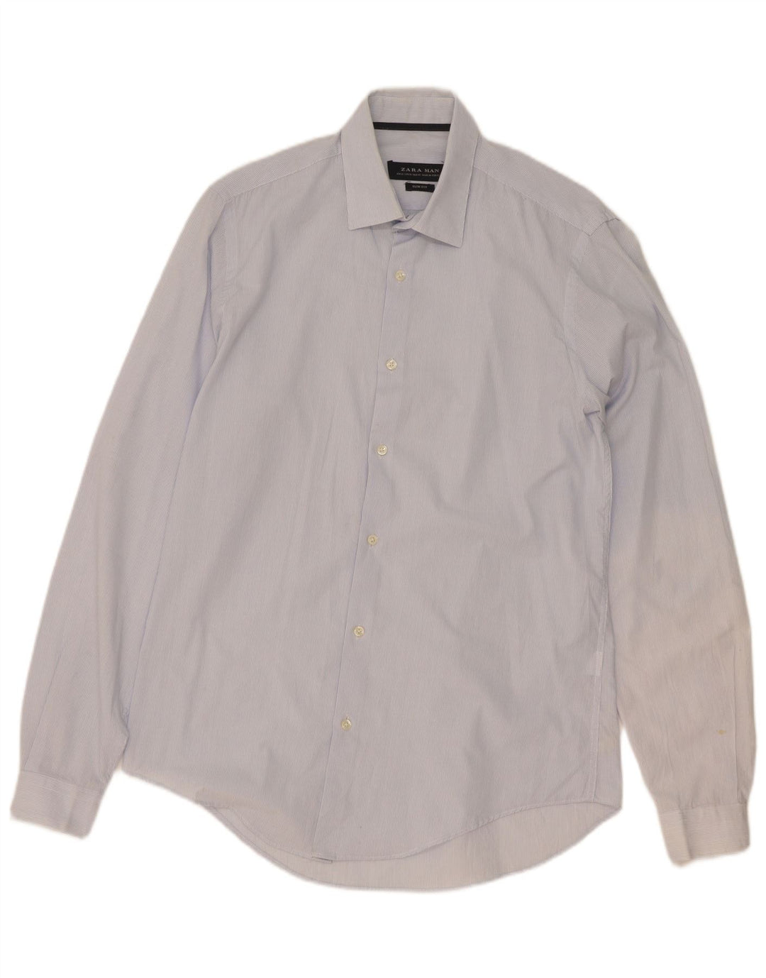 Zara Herre Slim Fit skjorte Medium Blue Pinstripe Bomuld