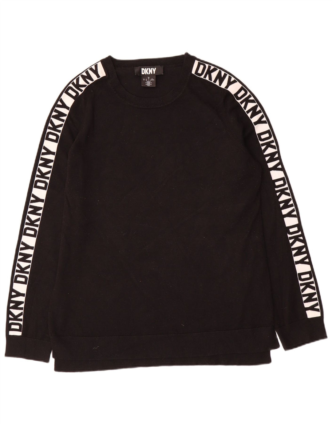 Dkny Womens Graphic Sweatshirt Jumper UK 12 Medium Black Viscose