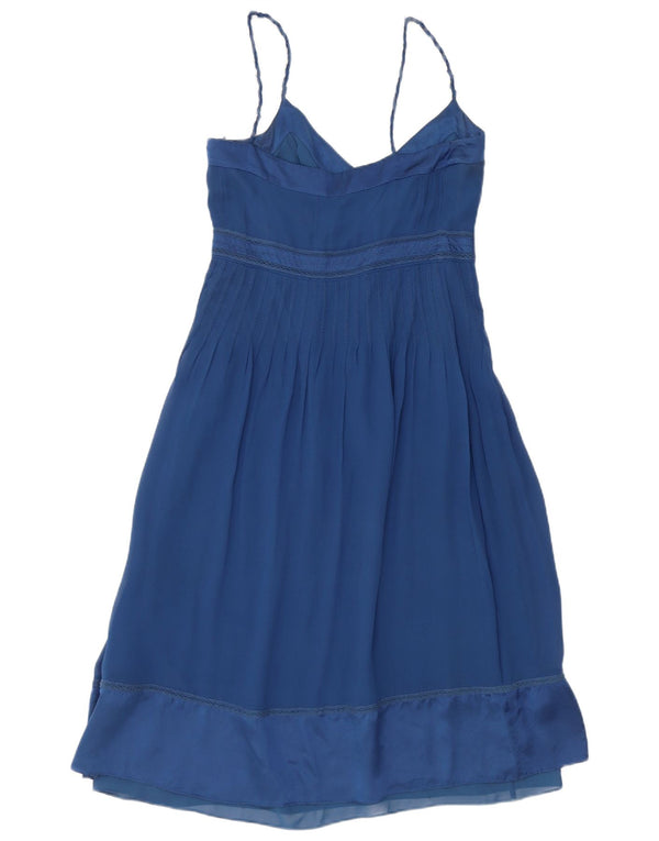 Karen Millen Dame Sundress UK 10 Small Navy Blue Silk