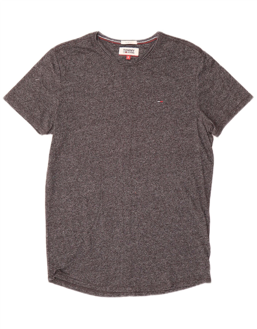 Tommy Hilfiger Herre Slim Fit T-Shirt Top Lille Grå Flecked Bomuld