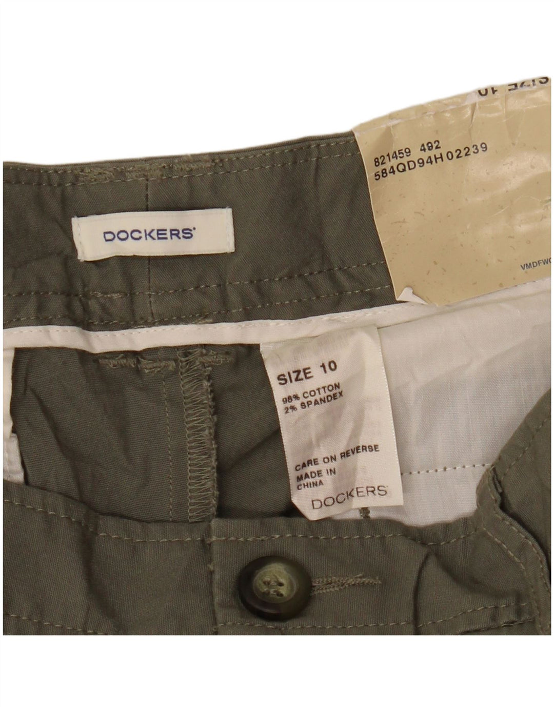 Dockers Dame Stretch Cargo Shorts US 10 Large W32 Khaki Cotton