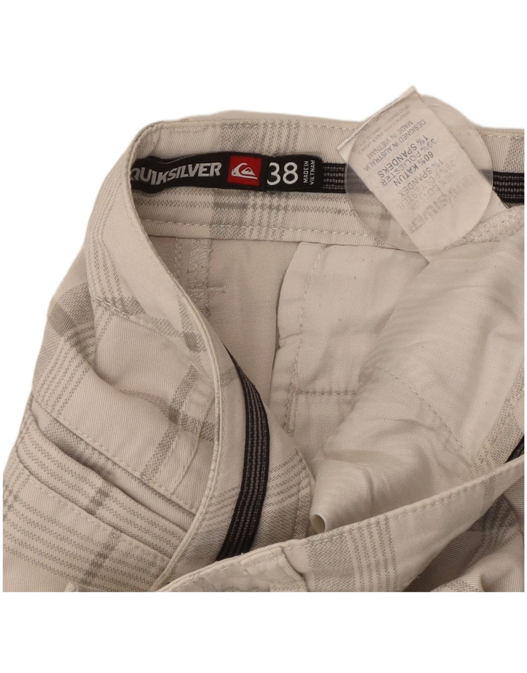 QUIKSILVER Chino Shorts til mænd W38 XL Hvid ternet bomuld