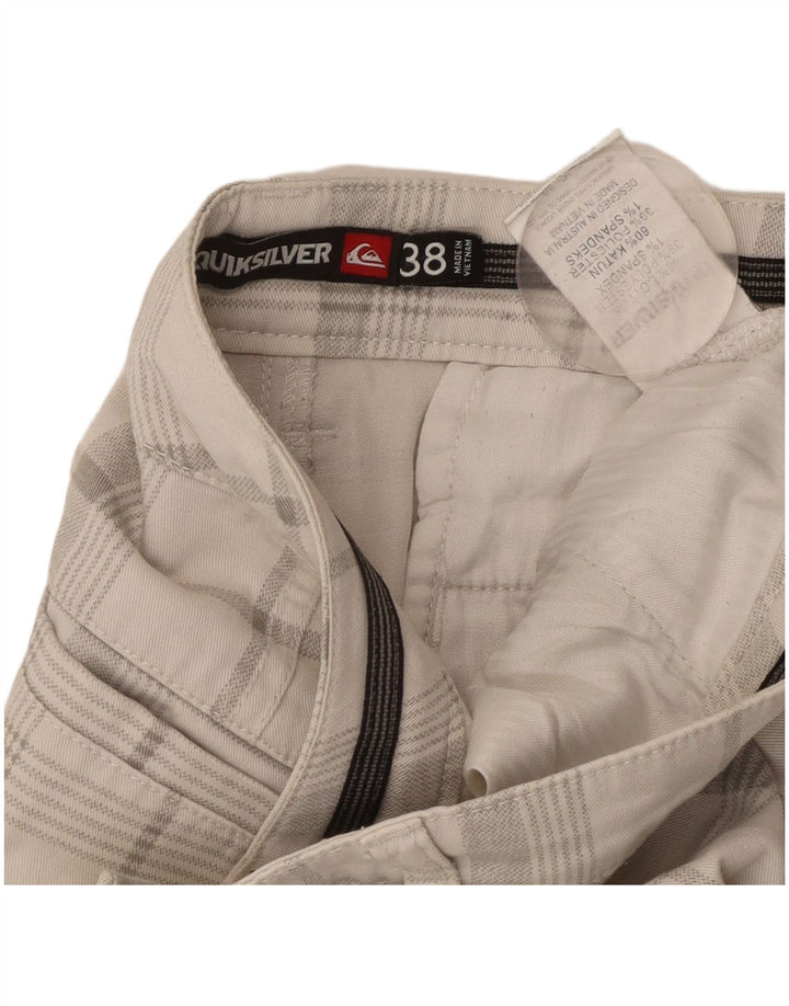 QUIKSILVER Chino Shorts til mænd W38 XL Hvid ternet bomuld